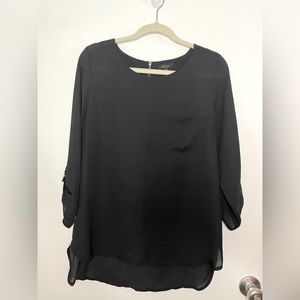 Sky Plus Size 1X Black Sheet Blouse